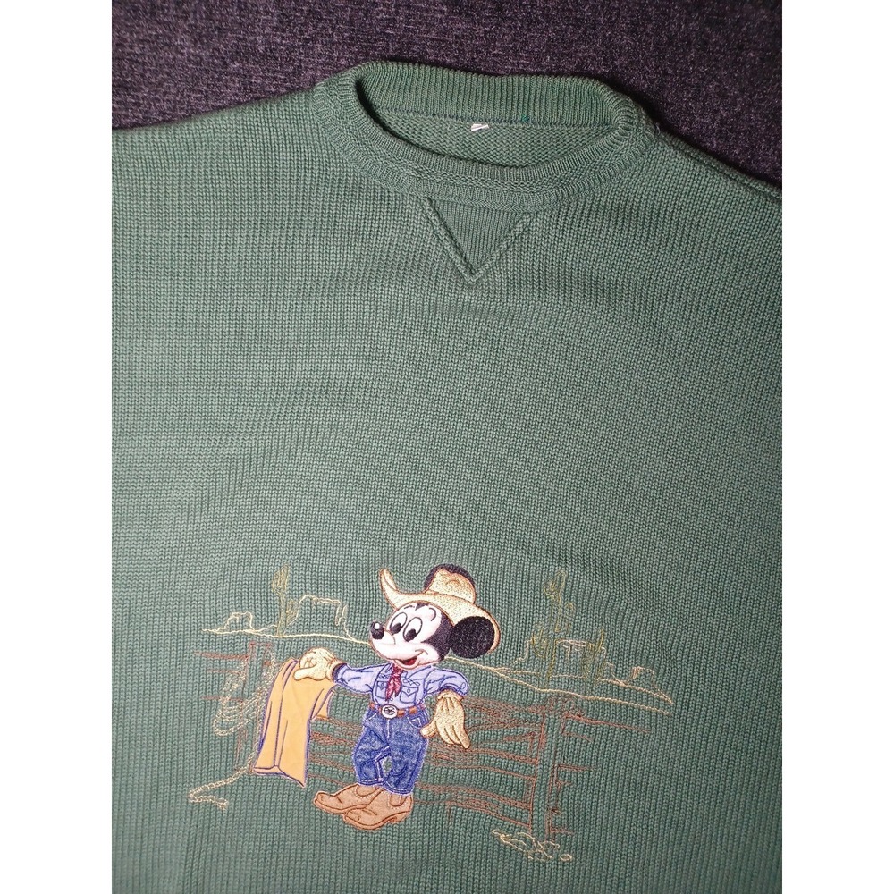 Vintage Disney Cowboy Mickey Mouse Large Crewneck Sweater Donaldson Tag 90s